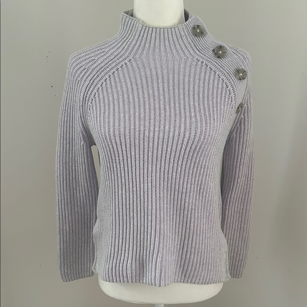 GAP Lavender/Gray Cotton Buttoned Turtleneck Sweater sz Xs/S
